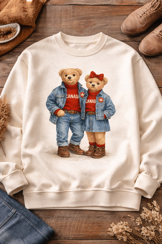 Canadian Tuxedo Teddy Duo Crewneck