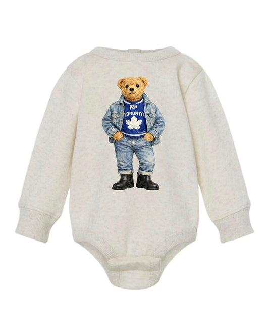 TORONTO HOCKEY DENIM TEDDY BABY JUMPER - The Lions Roar Mini Cubs Collection
